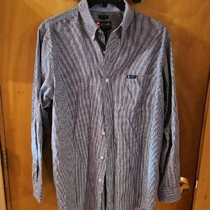 Chaps Men's Navy and White Striped Shirt